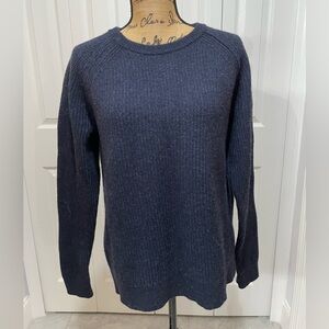 Billy Reid Navy Merino Wool Crewneck Sweater